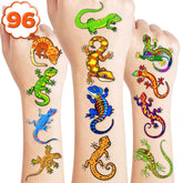 93 PCS Lizard Temporary Tattoos Reptile Birthday Party Decorations Favors Supplies Decor Jungle Gecko Tattoos Stickers for Kids Cute Gifts School Prizes Rewards